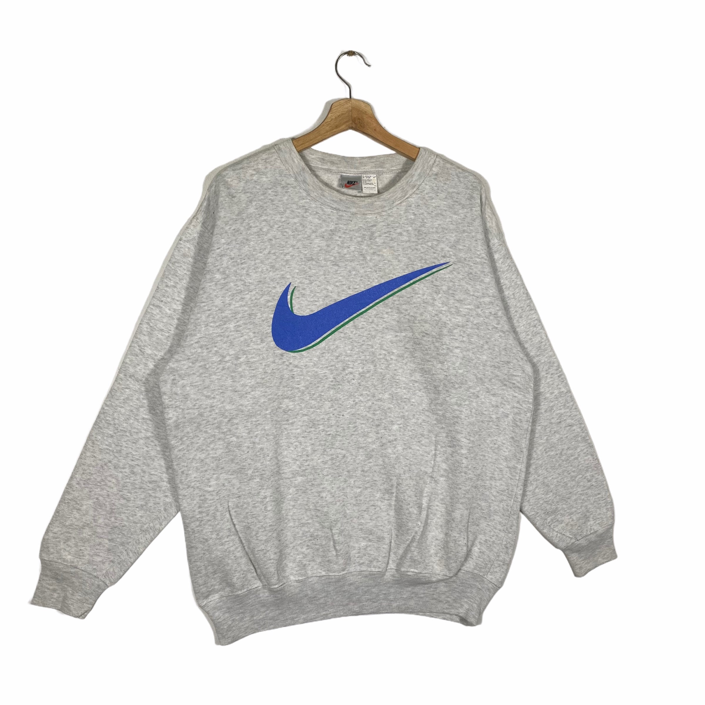 Vintage 90s Nike Swoosh Sweatshirt L Size Grey Color - Etsy