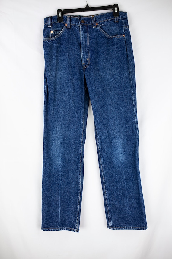 Vintage 80s Levi's 517 Orange Tab Red Batwing Dark Wash Natural