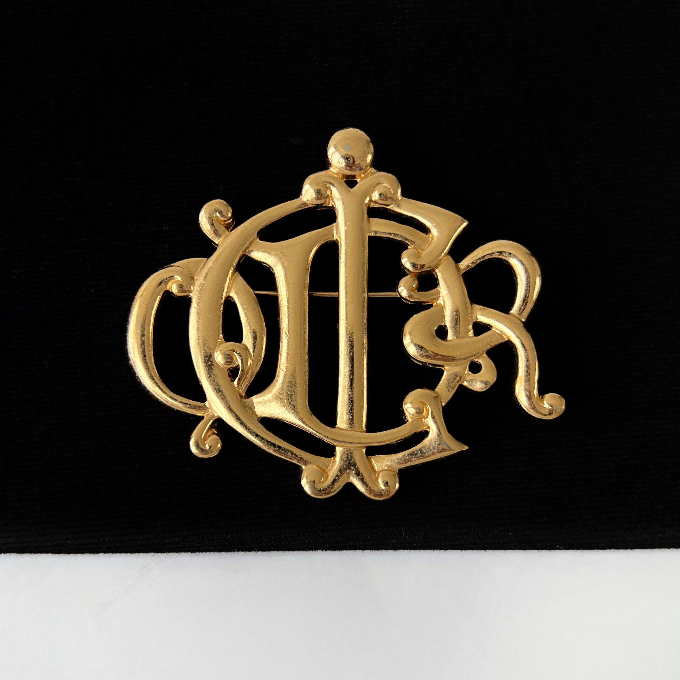 CHRISTIAN DIOR Vintage Gold Plated Logo Brooch - Etsy