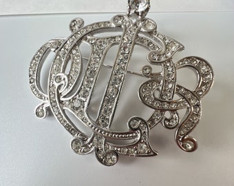 CHRISTIAN DIOR Vintage Crystal Logo Brooch - Etsy