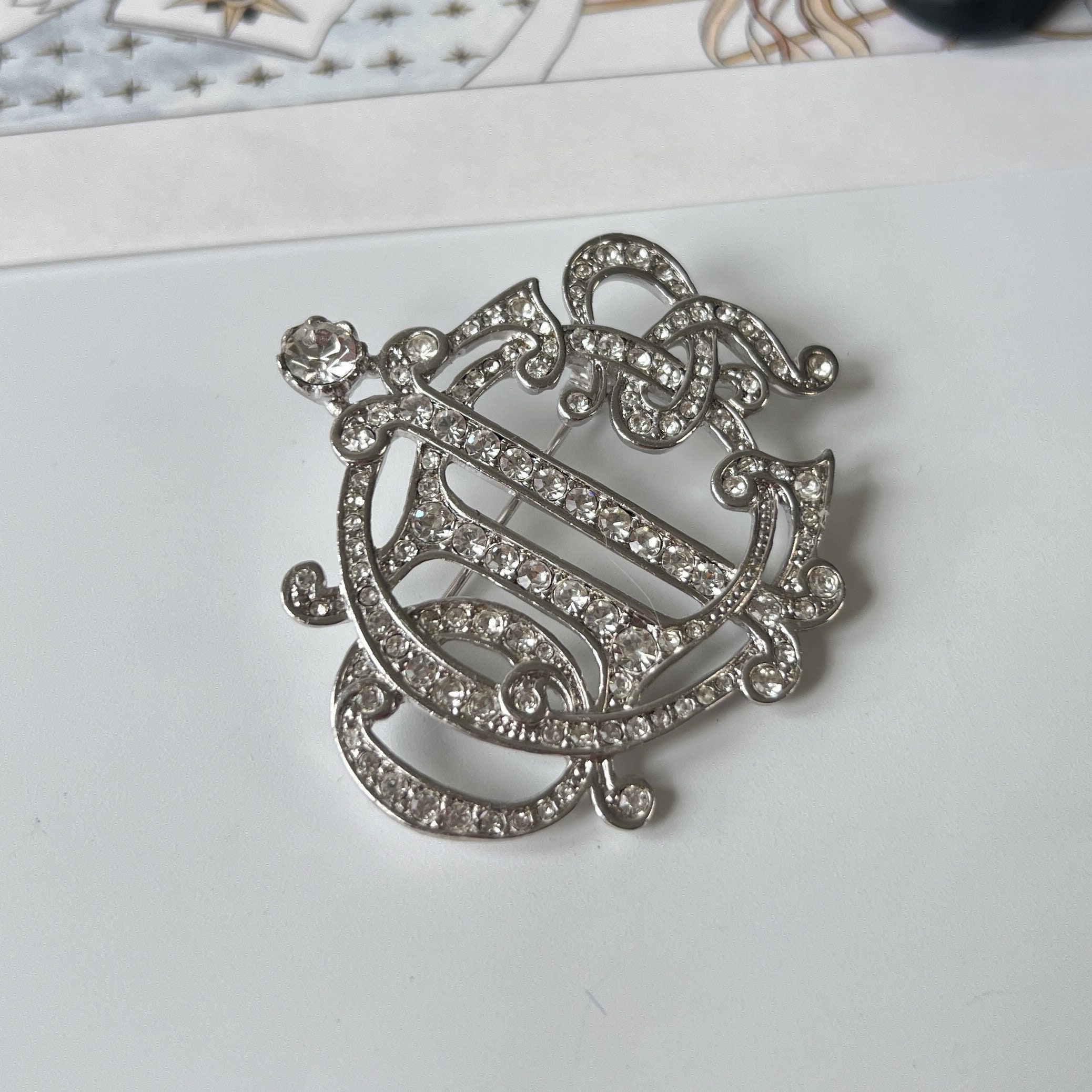 CHRISTIAN DIOR Vintage Crystal Logo Brooch - Etsy