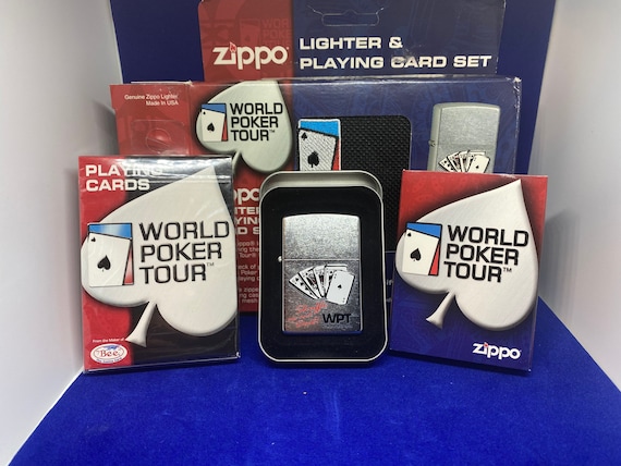 2006 Zippo Lighter & Playing Card Set - World Poker Tour Mint in