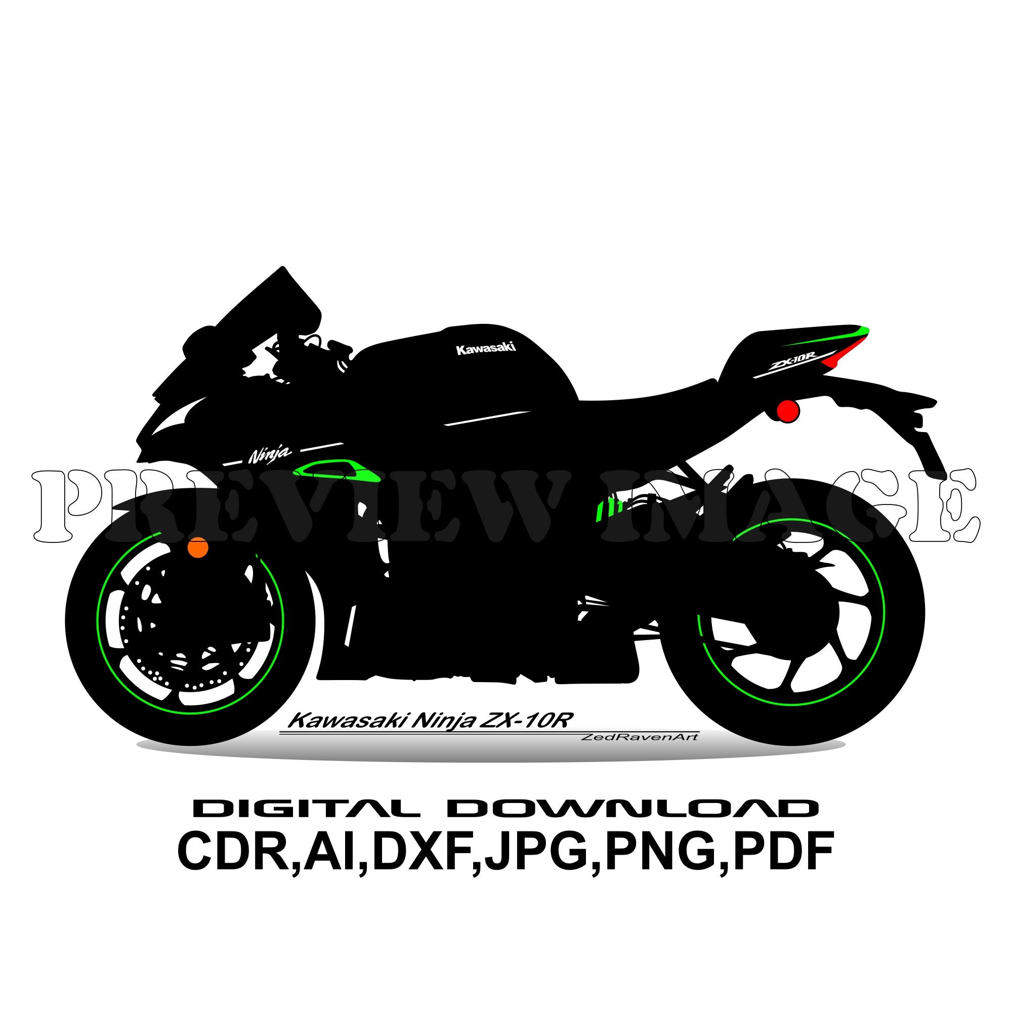 Kawasaki Ninja ZX 10R - Motorcycle Motorbike Vector Graphic
