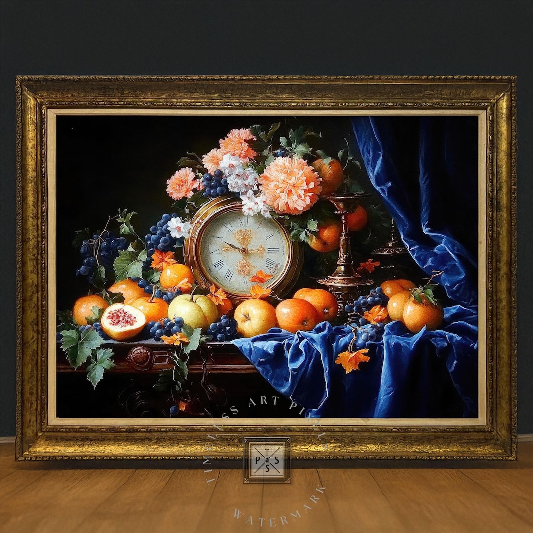 バロック静物画：エレガントなフルーツとゴールド（デジタル