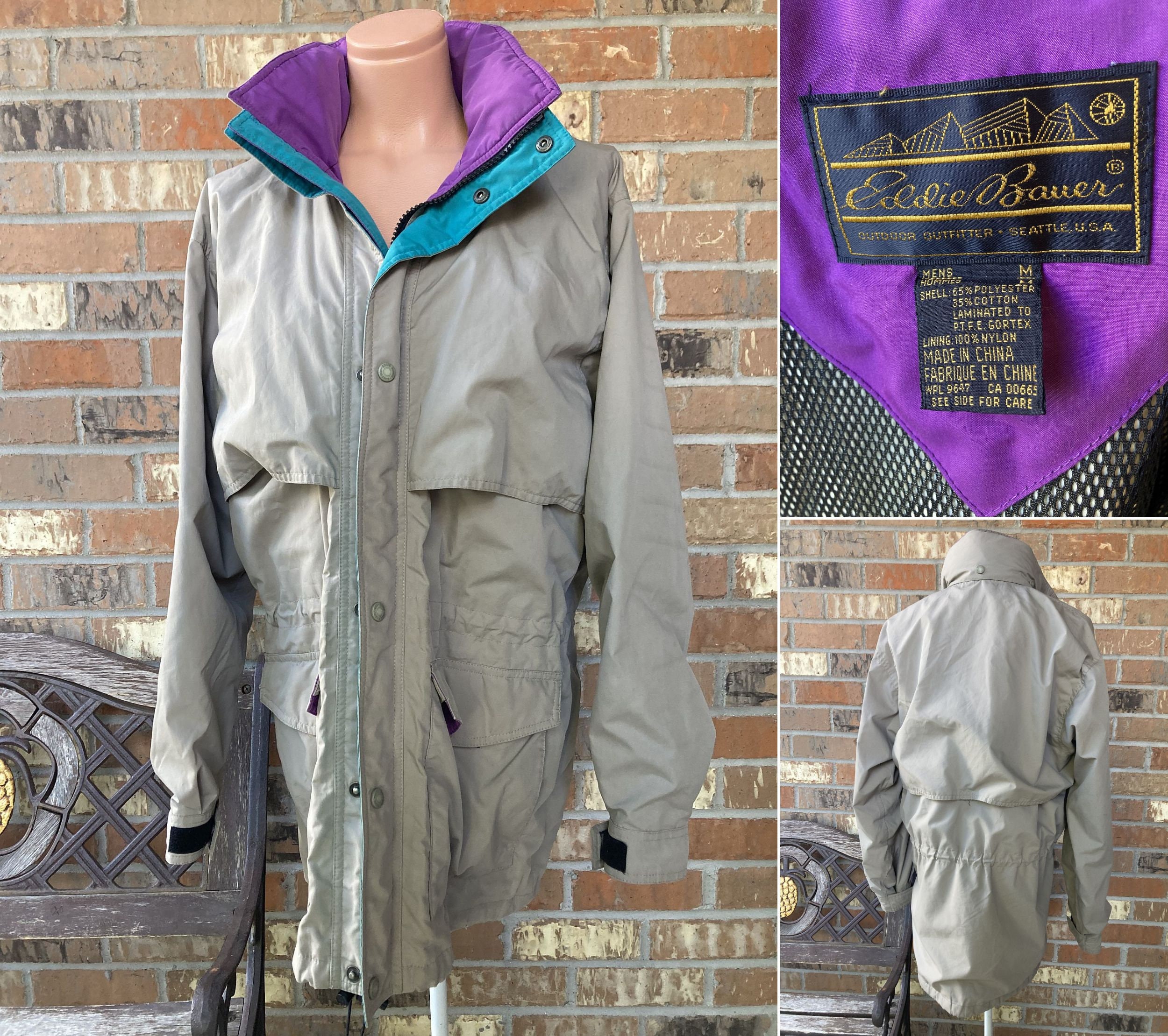 Vintage 90s Eddie Bauer Gore-tex Windbreaker Jacket W/hood Sz M - Etsy