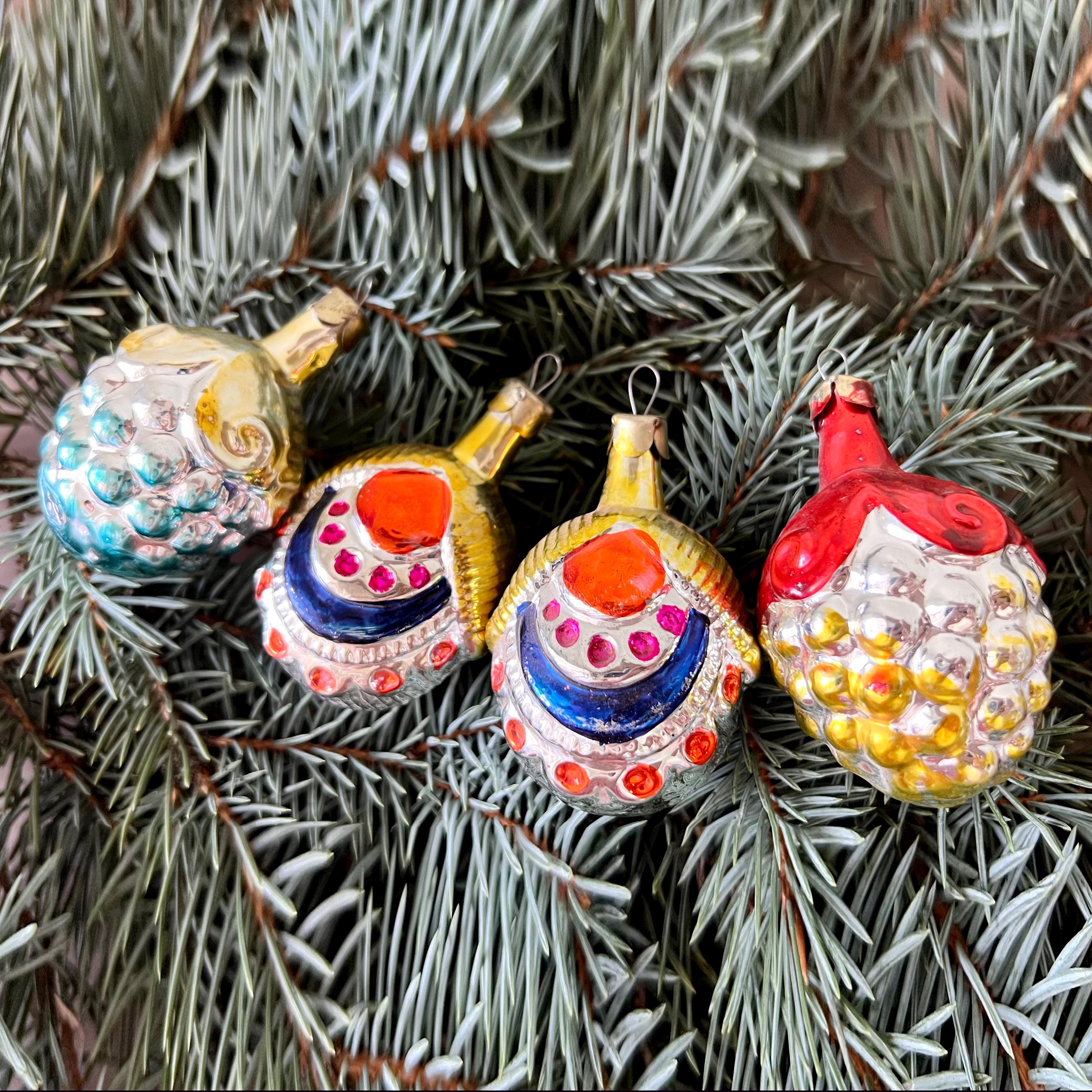 ソビエト ヴィンテージ クリスマス ツリー オーナメント 4 個セット