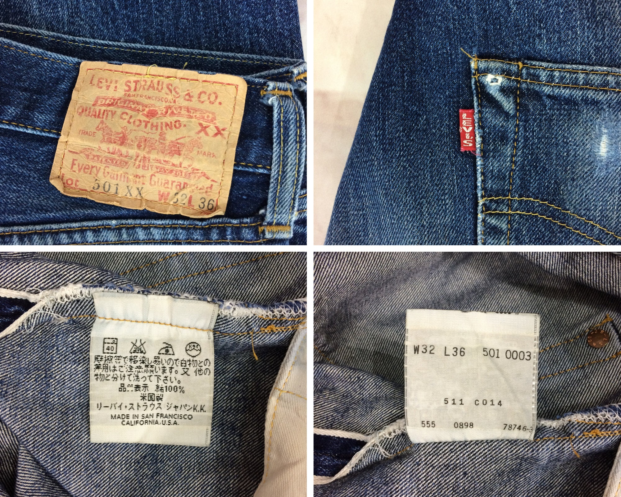 Vintage Levi's 501xx Big E Selvedge Jeans, Size 29, Distressed