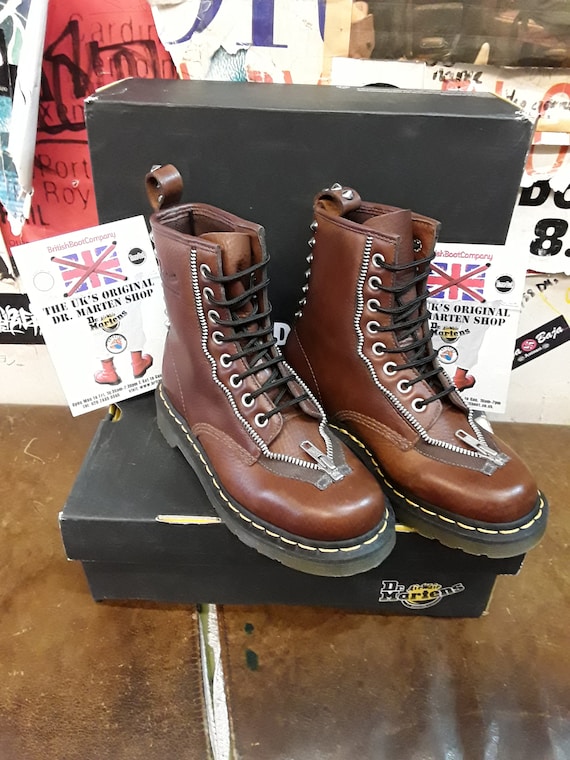 Dr Martens Studded, Brown 8 Hole Ankle Boots, Womens Leather Boots