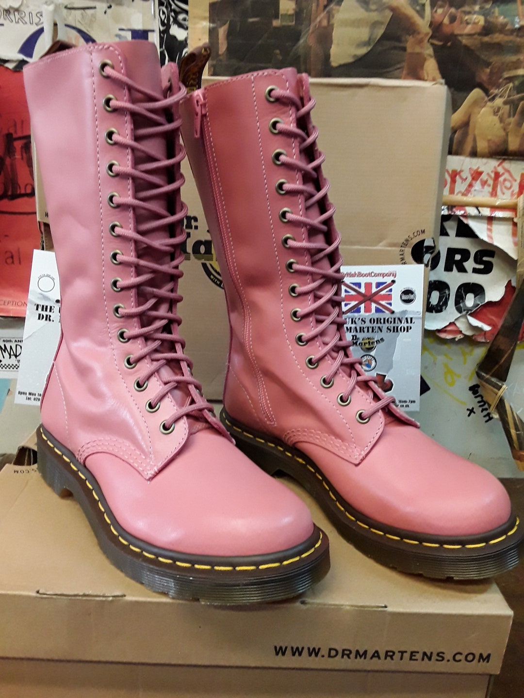Dr Martens 1b99 Pink Buttero 14 Hole Zip Boots Various Sizes - Etsy