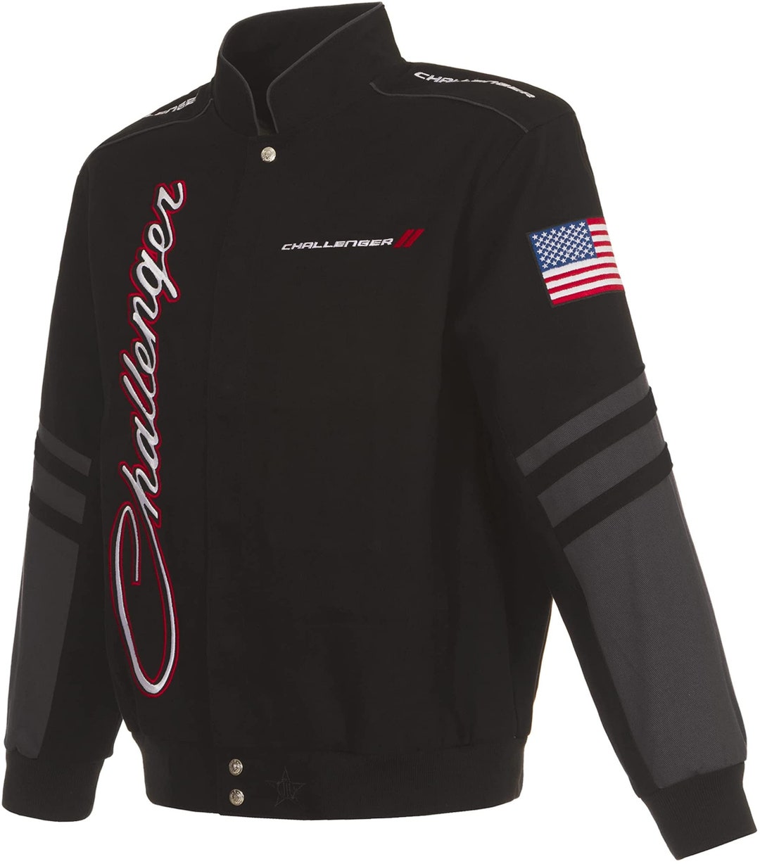 JH Design Men's Dodge Challenger Jacket an Embroidered Classic