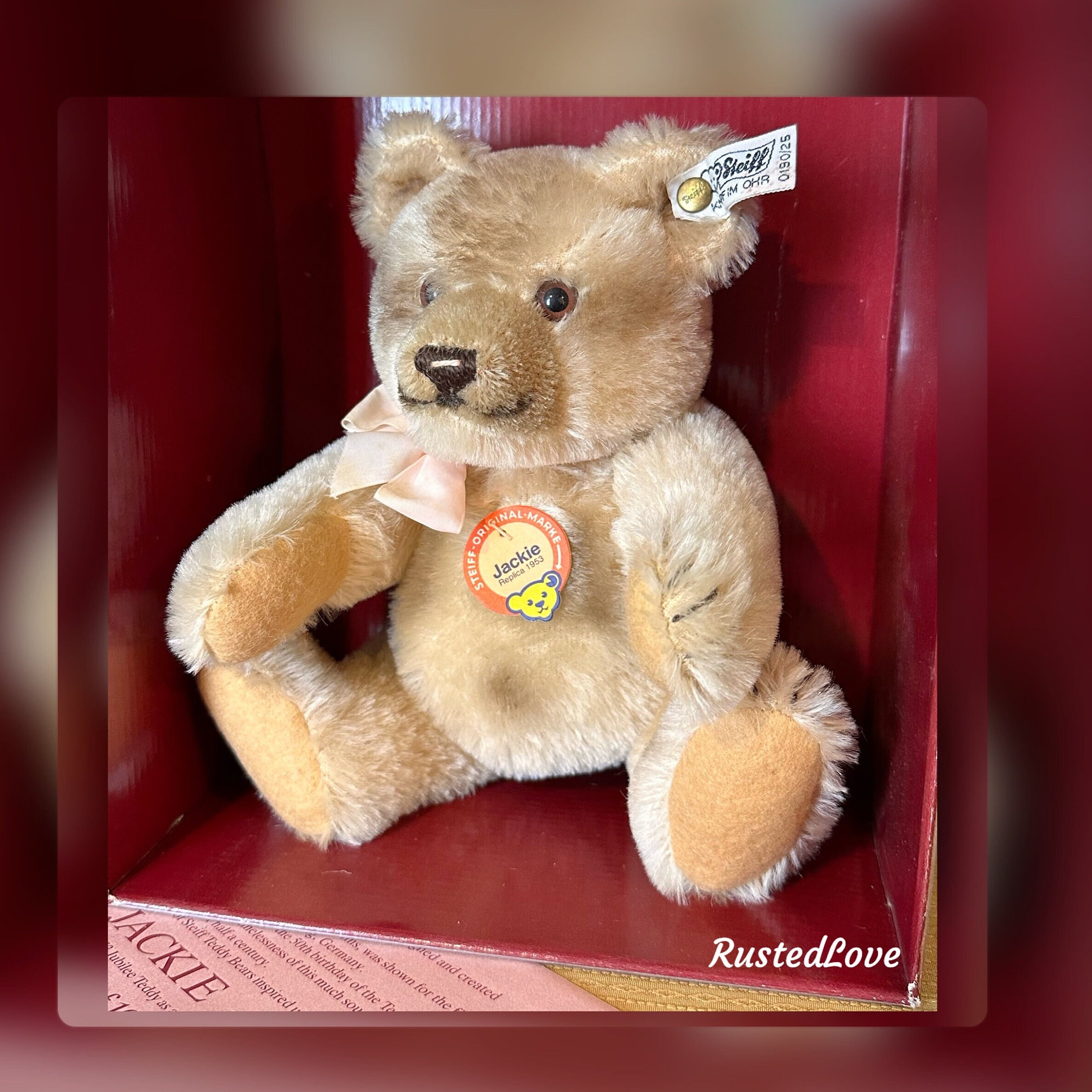 Vintage Steiff Jackie Bear 1953 Replica, Limited Edition Mohair