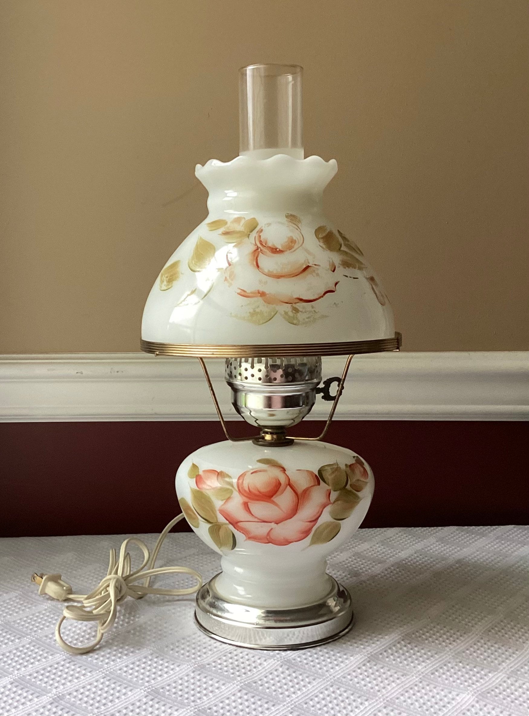 Vintage Milk Glass Parlor Lamp (working), 17 1/4” Tall - Etsy