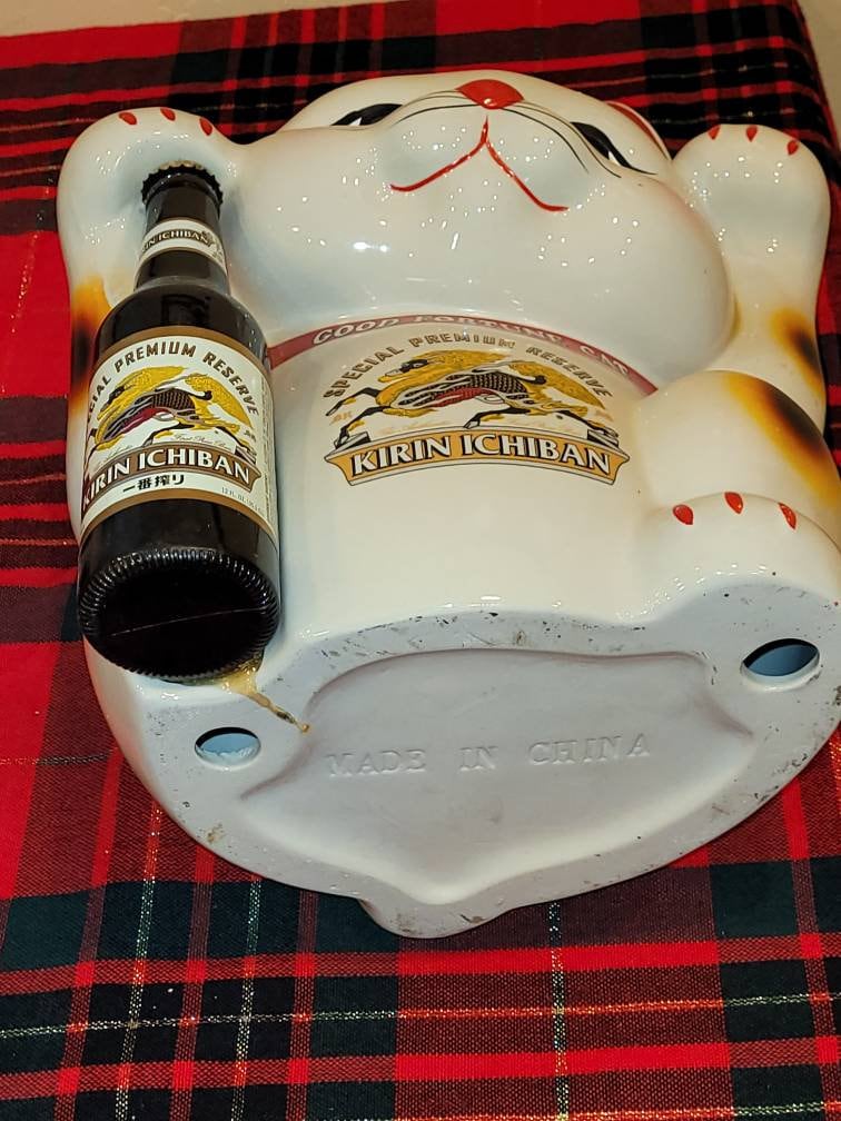 激レア招き猫 貯金箱 KIRINラガーノベルティ 左手ビール 激レア招き猫