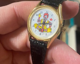 Collectors Vintage 1970s Ronald Mcdonald Watch: Brown Leather