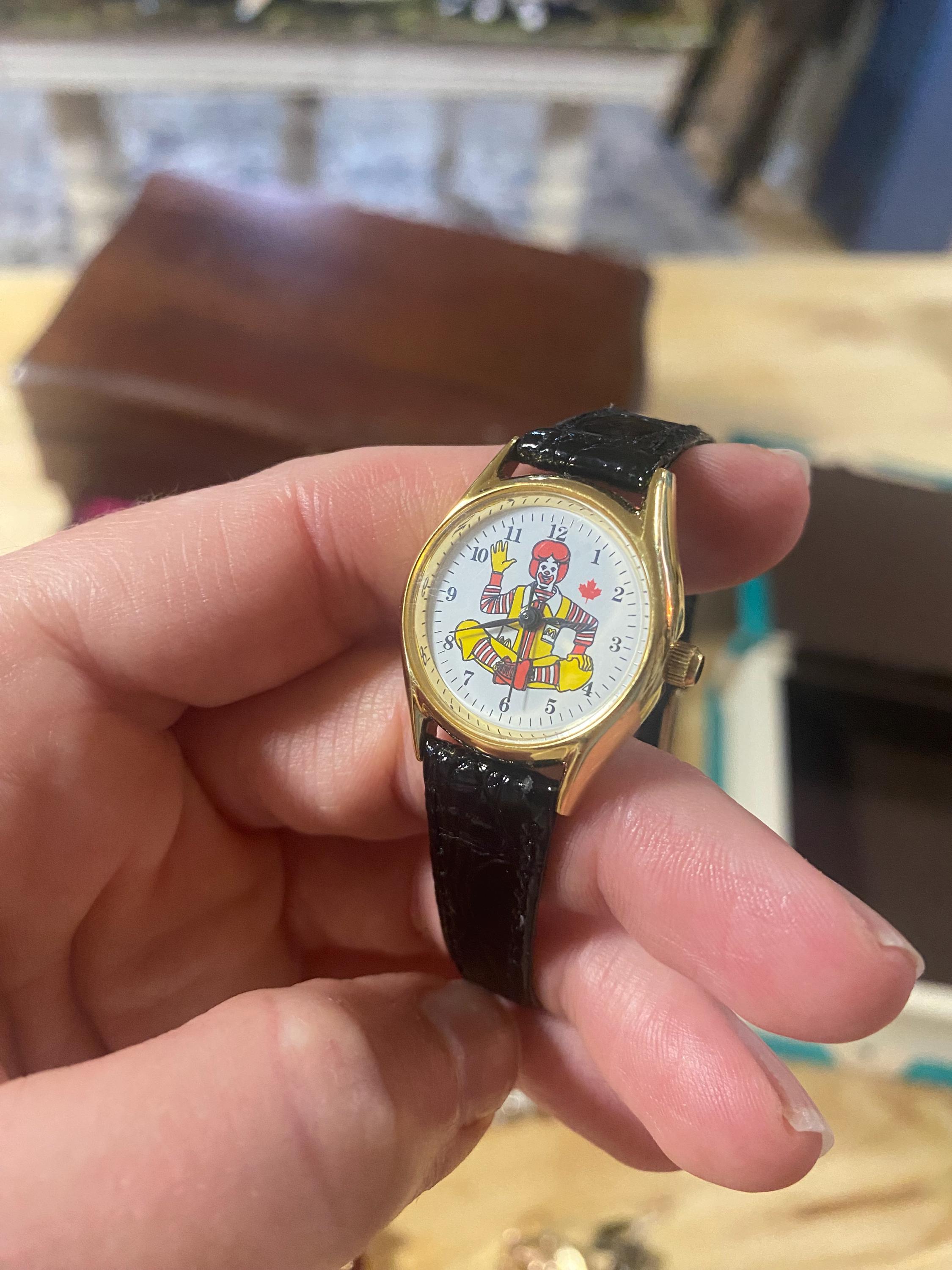 Collectors Vintage 1970s Ronald Mcdonald Watch: Brown Leather