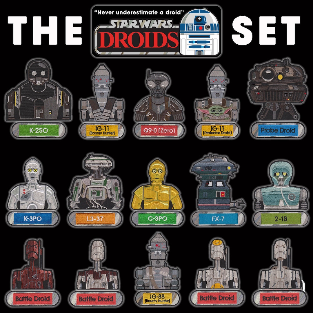 Star Wars Droids Embroidered Iron-on Patches: Complete Set of 41