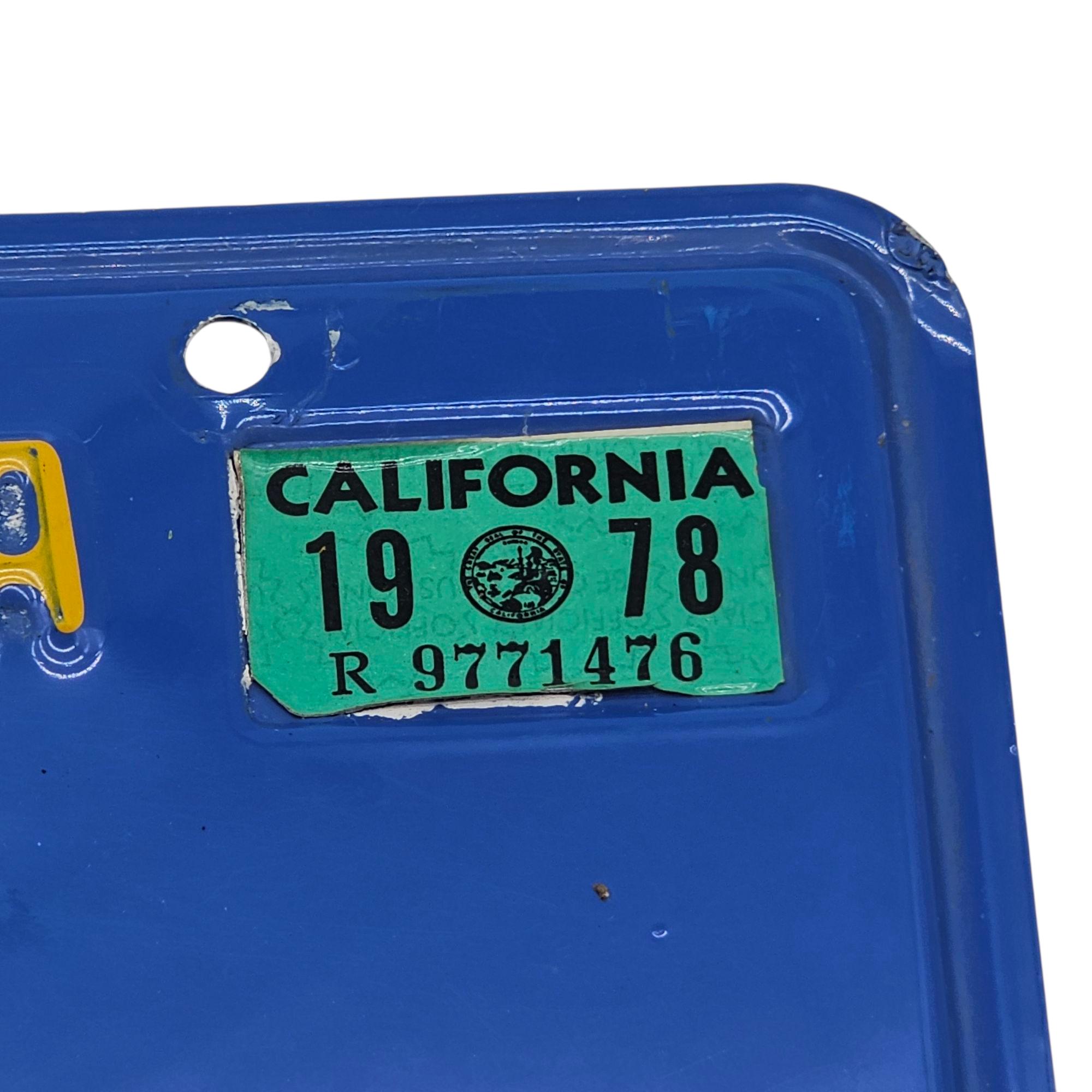 1978年 カリフォルニア ディーラー ナンバープレート 青 黄色 自動車店