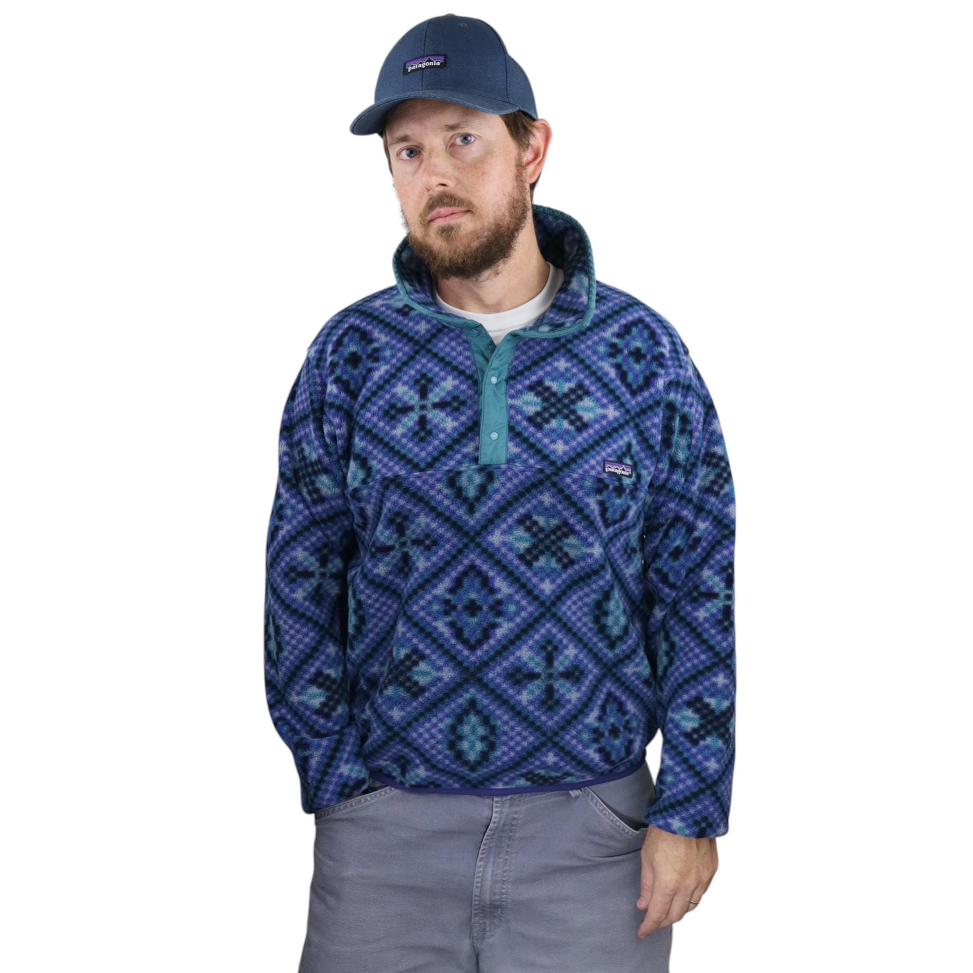 Vintage 1993 Patagonia Mosaic All Over Print Synchilla Fleece Snap