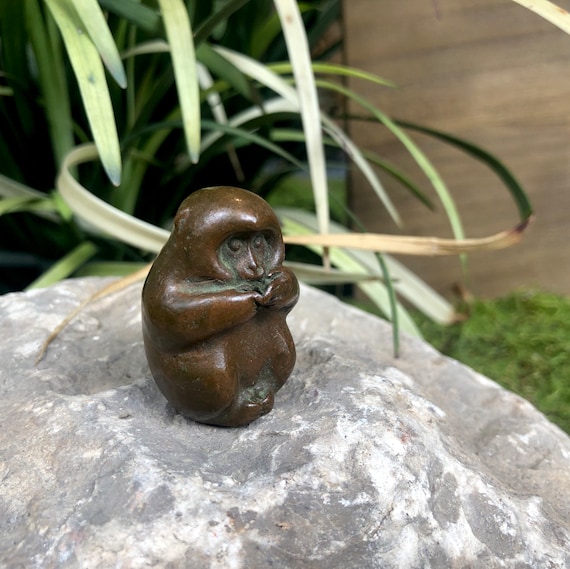 ブロンズ猿 - 日本の昭和ブロンズ彫刻/庭の装飾、家の装飾、動物の彫刻