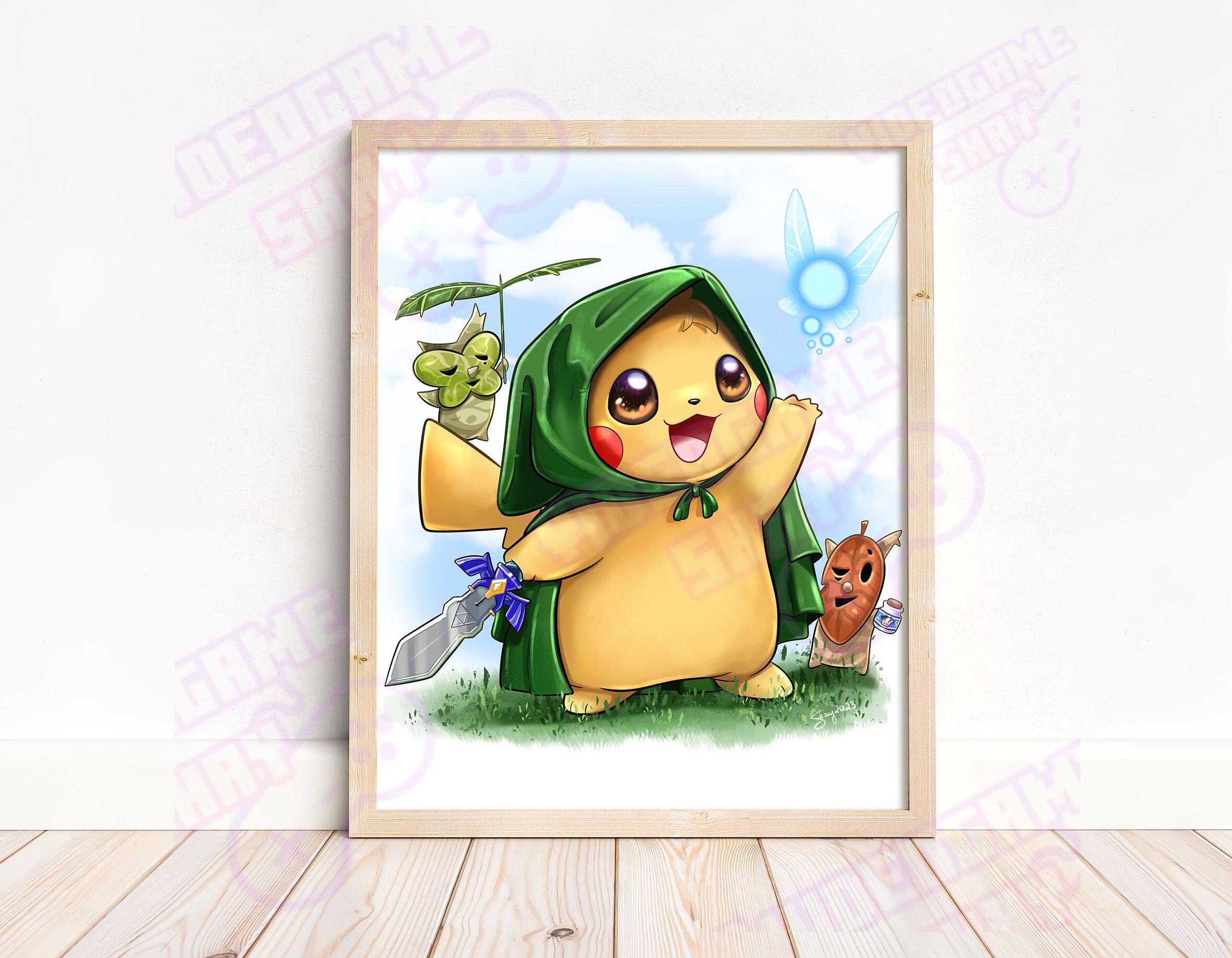 ゼルダ x ピカチュウ ポスター - ポケモン アート プリント | ポケモン