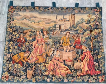 フランスの風景タペストリー：織りジャカード壁掛け（74 x 30インチ