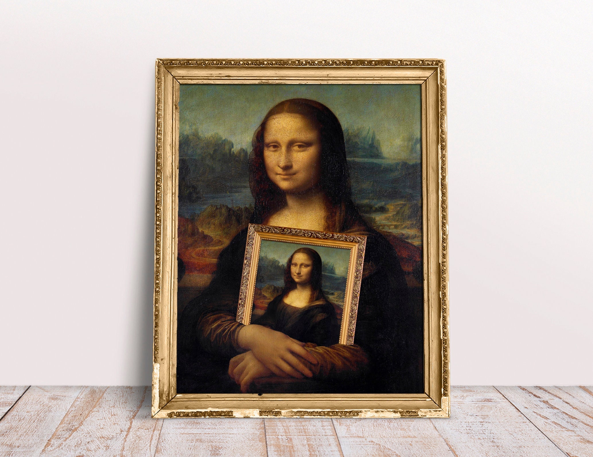 モナリザ 宝石画 絵画 金色フレーム ストーン 希少 アンティーク