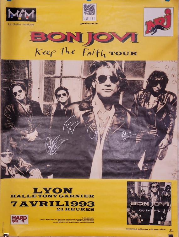 Bon Jovi Signed X-large Size Poster 1993 France Tour, Original