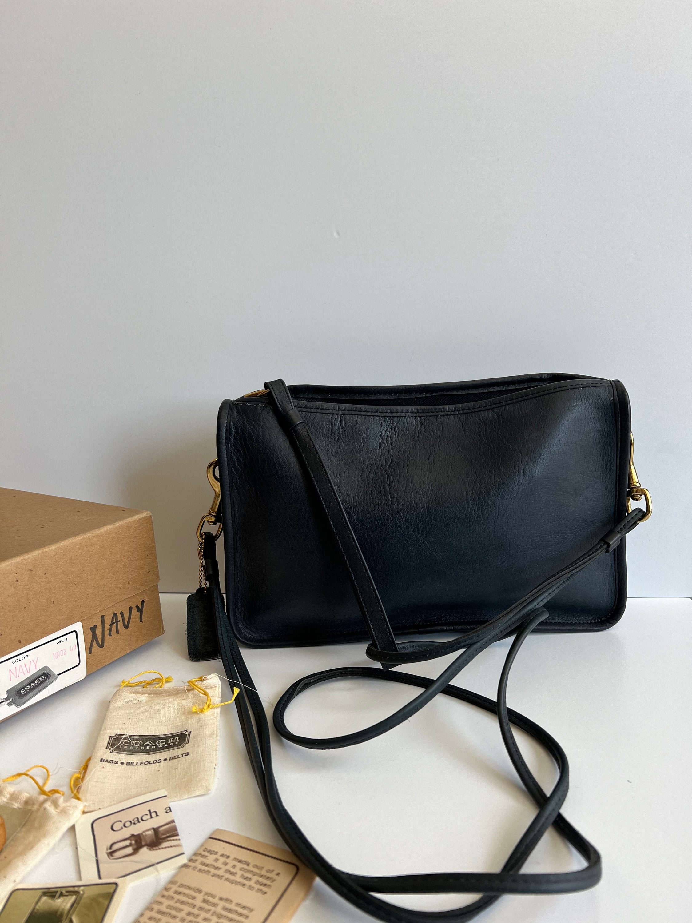 Vintage Coach Navy Blue Basic Bag W/original Box and Paperwork - Etsy