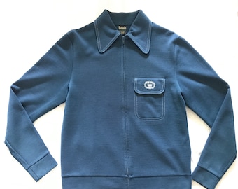 Vintage Sears Track Jacket M 70s Two Stripes Blue Womens Zip - Etsy