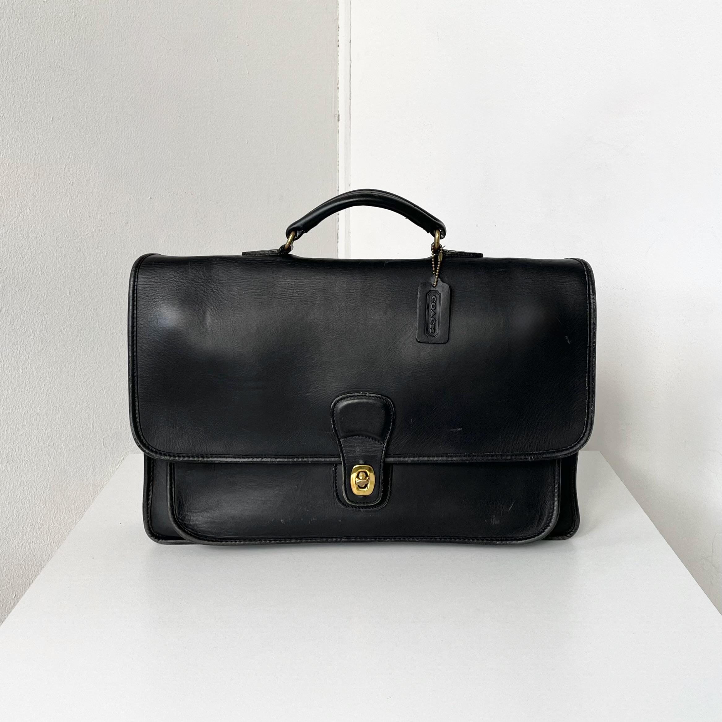 Vintage Coach 5180 Black Leather Briefcase-metropolitan Brief Bag