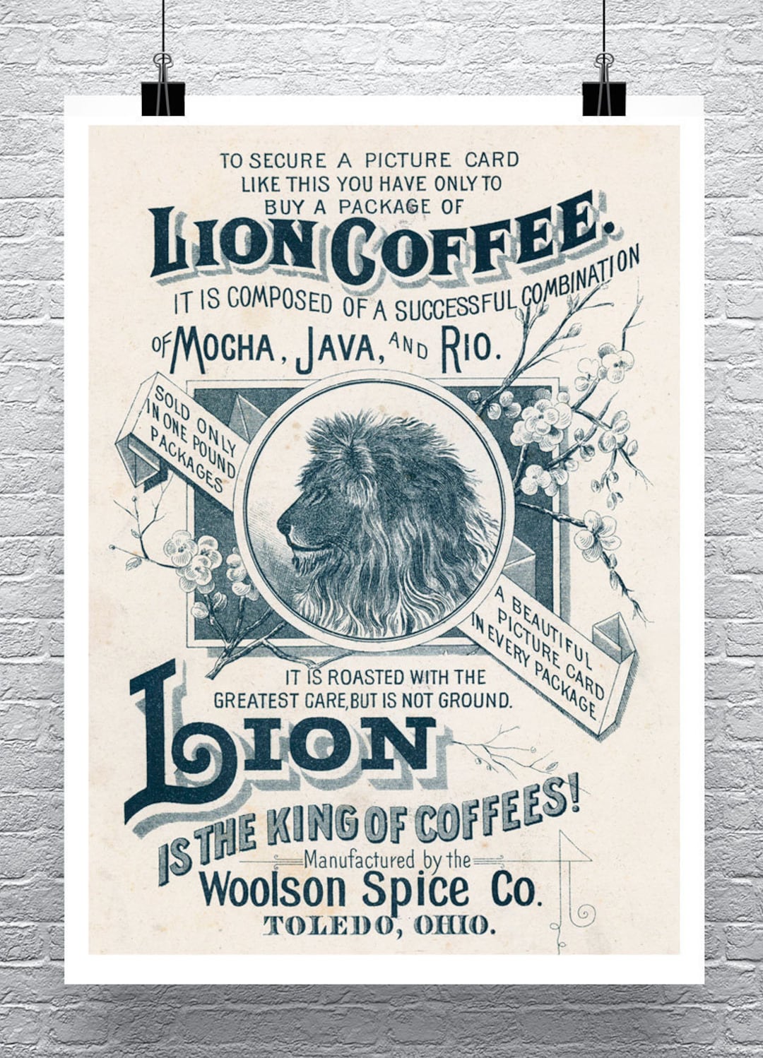 Lion Coffee Vintage Cafe Poster: Fine Art Giclee Print - Etsy