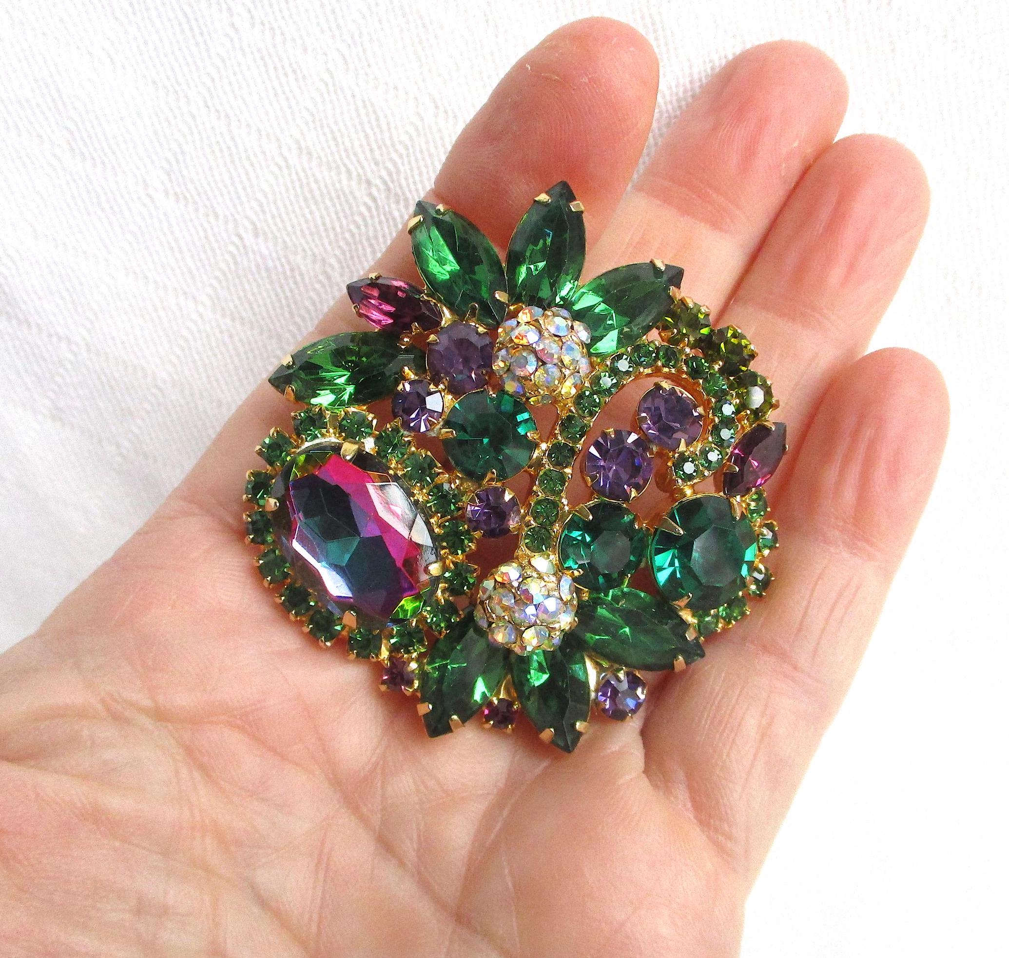 ジュリアナ スイカ＆グリーンラインストーン ヴィンテージジュエリー