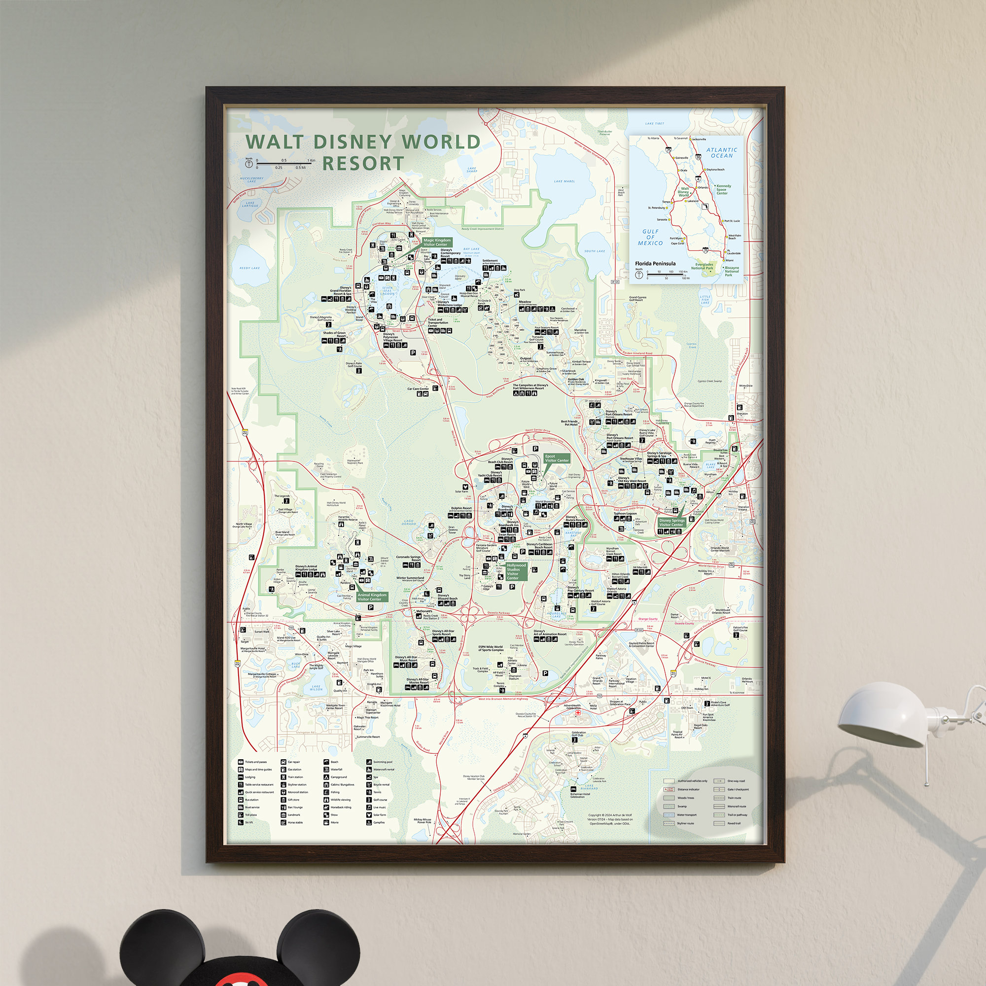 Walt Disney World Resort Map (national Park-style) With Points-of