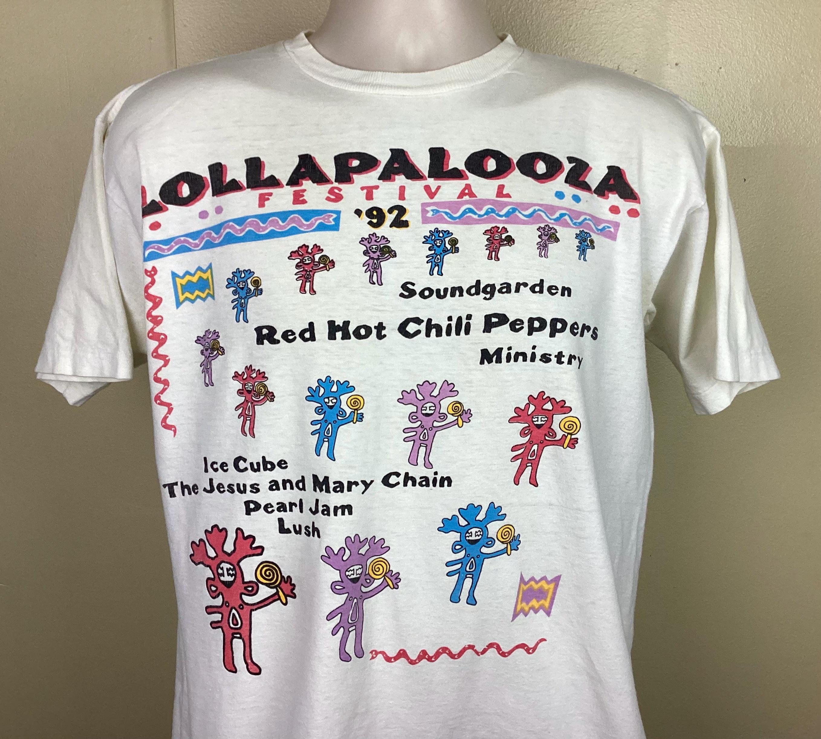 Vintage 1992 Lollapalooza '92 T-shirt White L 90s Red Hot Chili