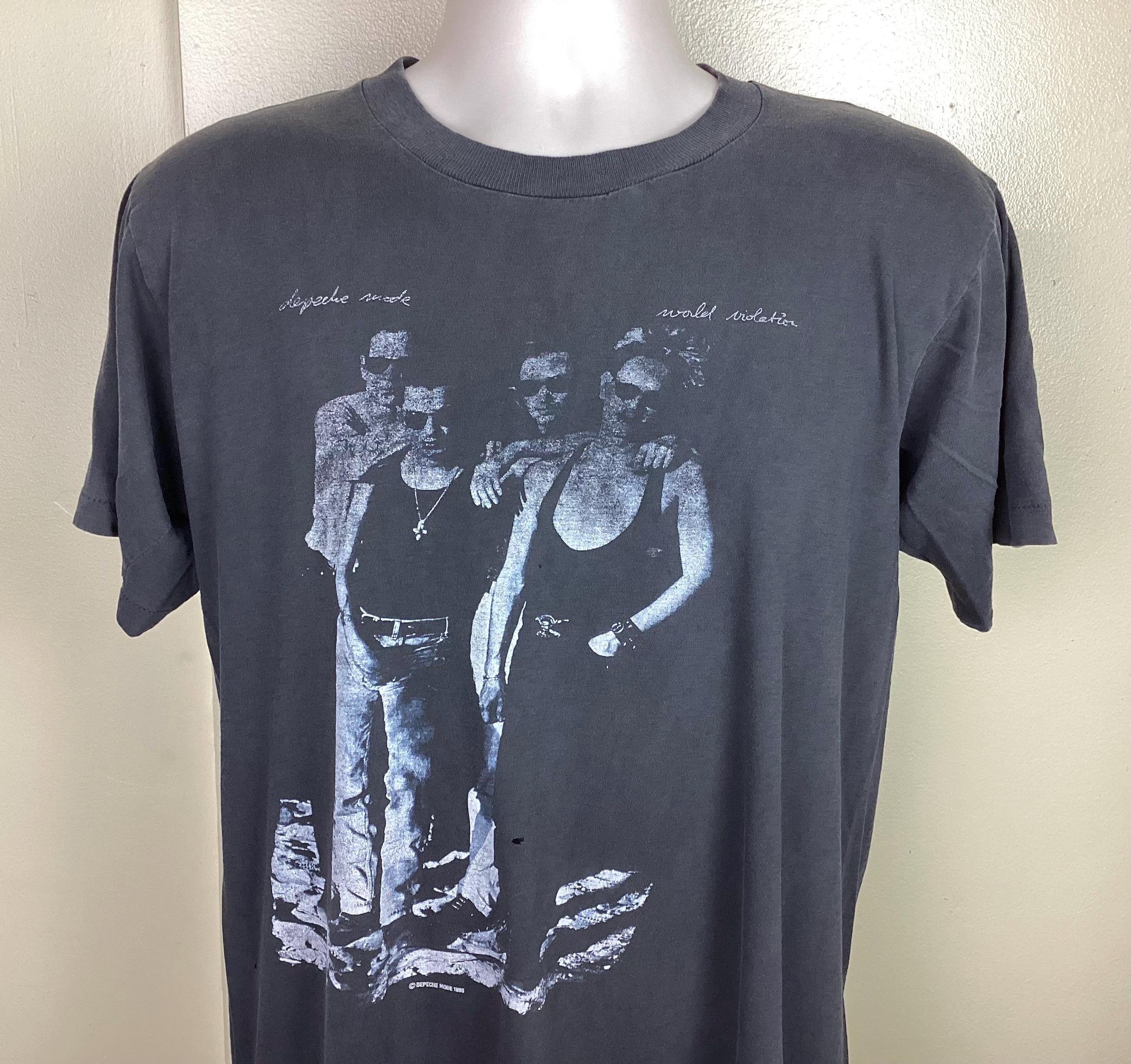 Vtg 1990 Depeche Mode World Violation Concert T-shirt Faded Black