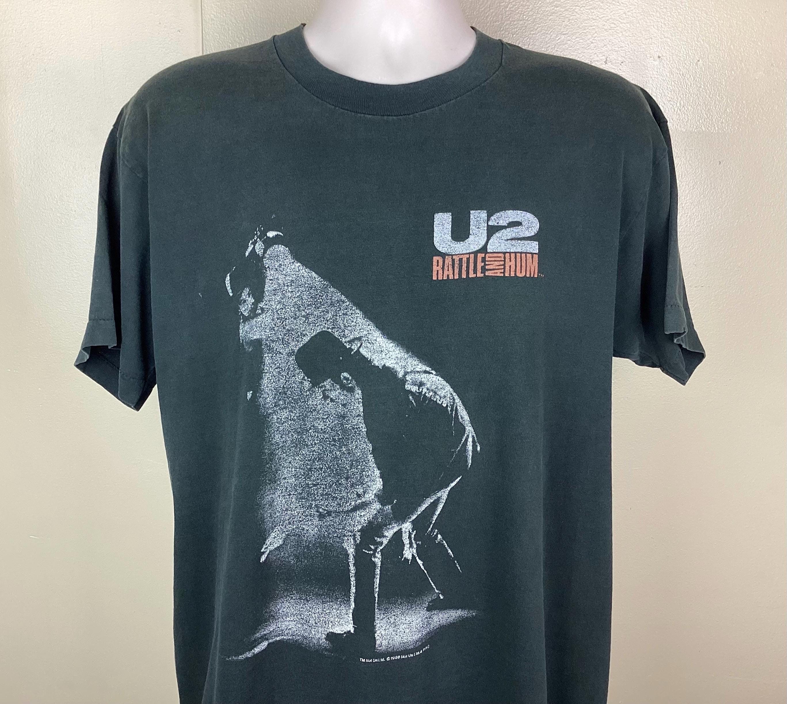 Vtg 1988 U2 Rattle and Hum T-shirt Black L 80s Bono Edge New Wave