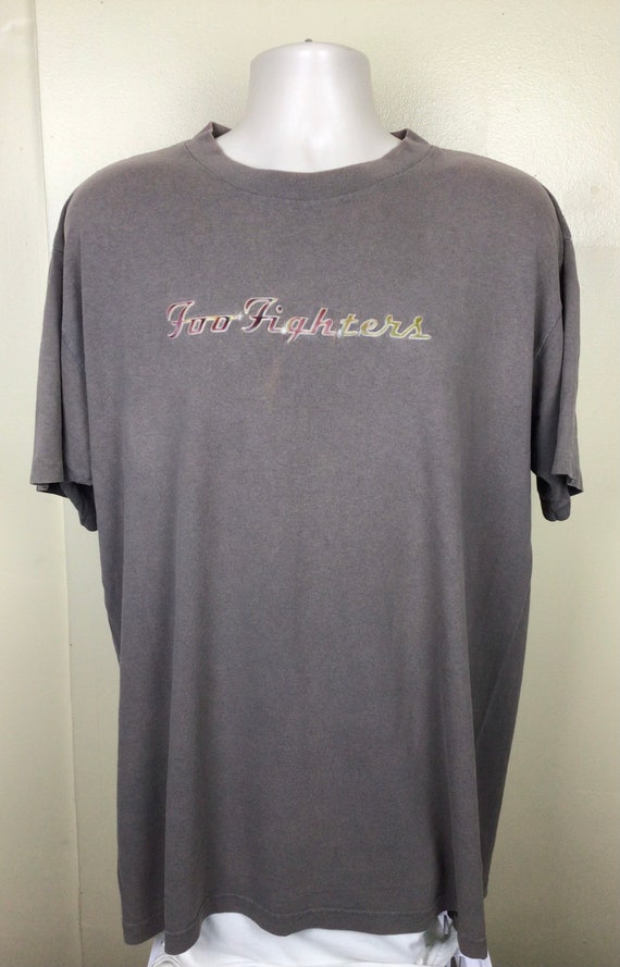 Vtg 90s Foo Fighters Hologram Graphics T-shirt Brown XL Gray Wild