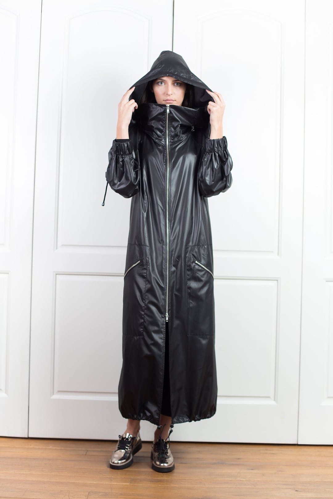 Cyberpunk Rain Jacket, Long Rain Cape, Hooded Raincoat, Rain Coats