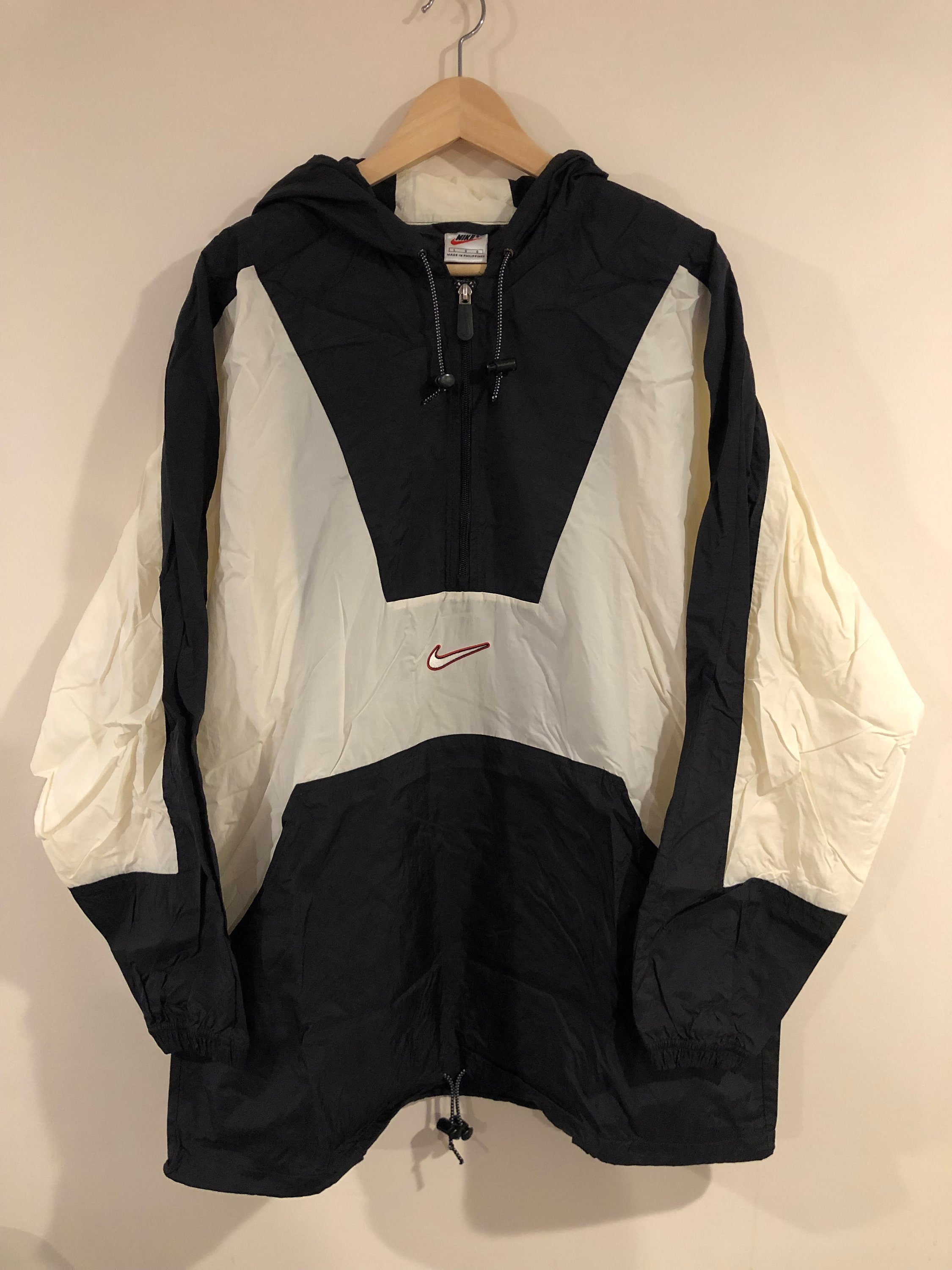 Vintage 90s Nike Pullover Windbreaker Size Large L Black White Red