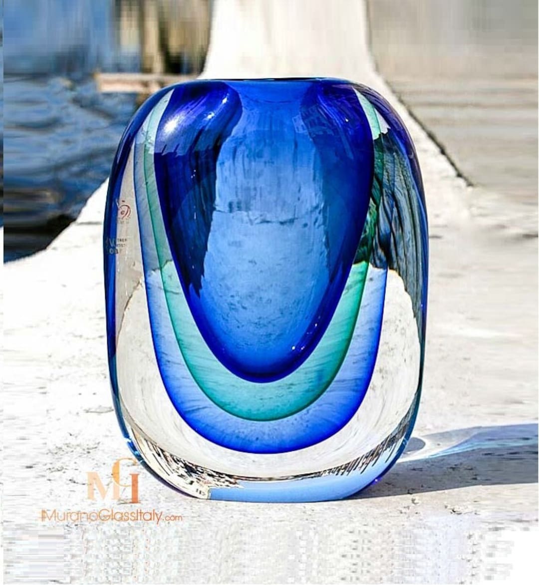 ムラーノガラス formia 花瓶 フラワーベース ブルー ムラーノガラス