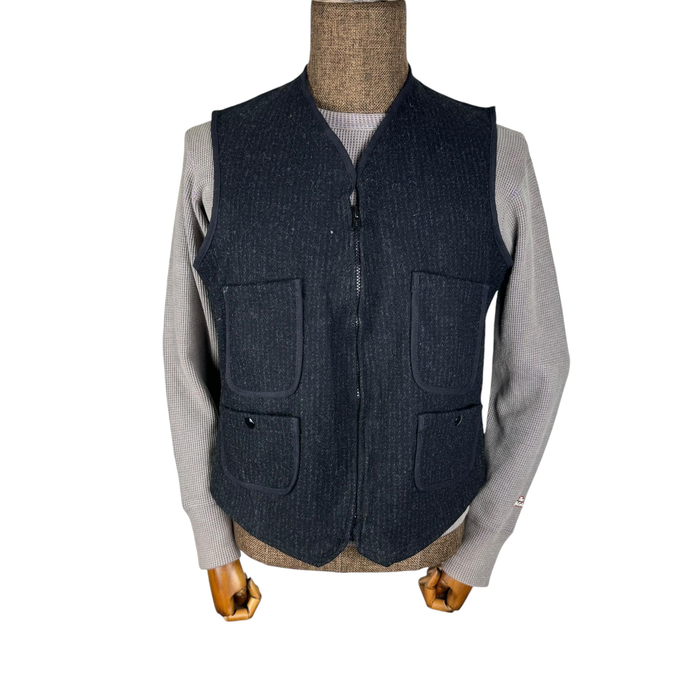 Vintage Woolrich Wool Vest - Black Zip Front - Women's Size 40