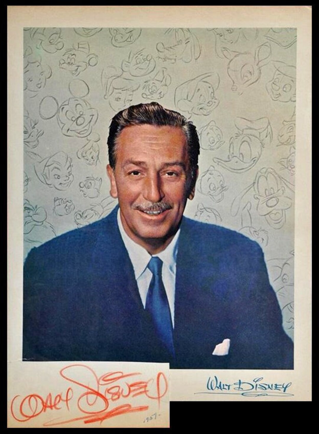 ウォルト・ディズニーのサイン入りページと写真 - ディズニーランド