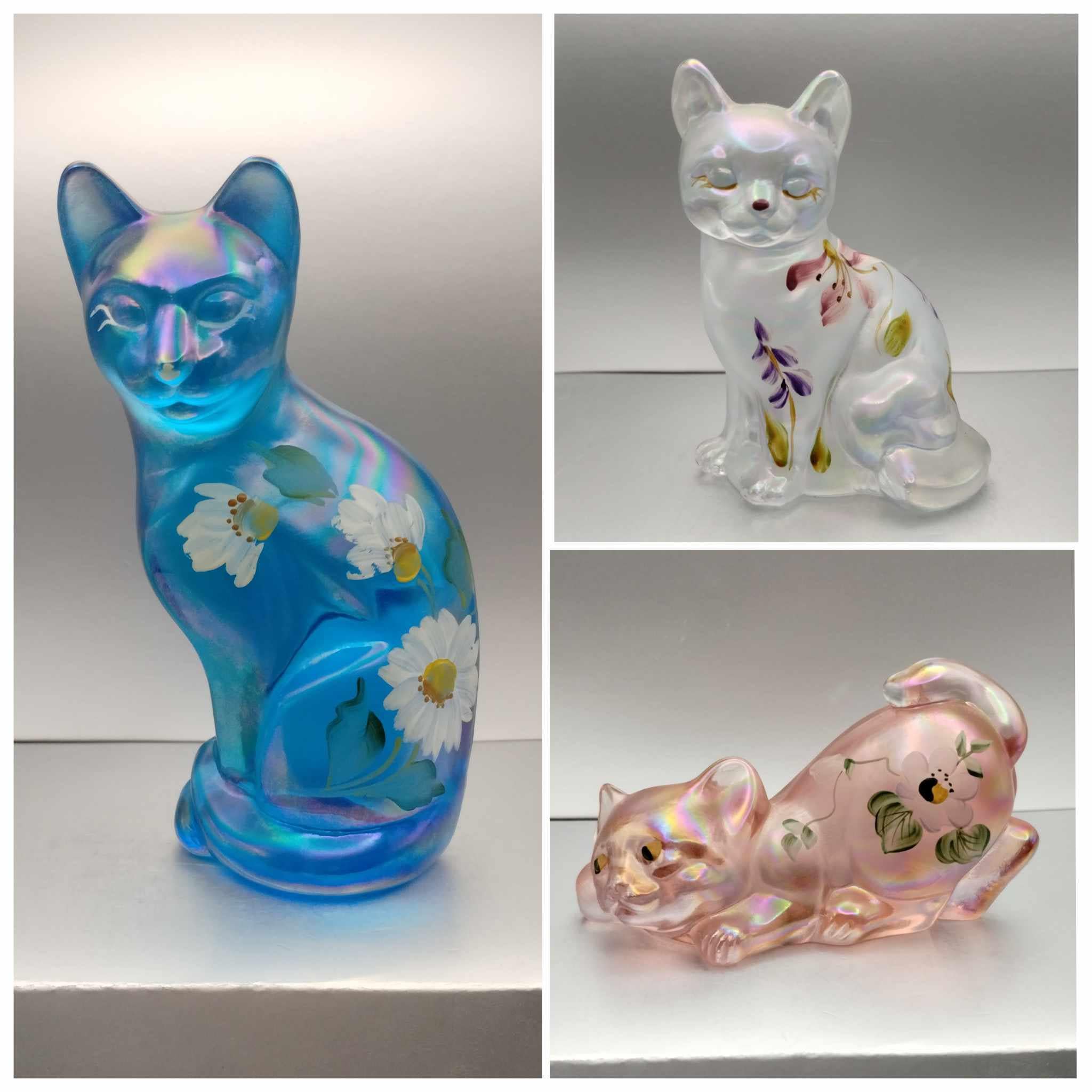 Fenton Art Glass Hand Painted Cat - Etsy