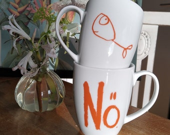 Ceramic Orange and Blue Mug - Etsy 日本