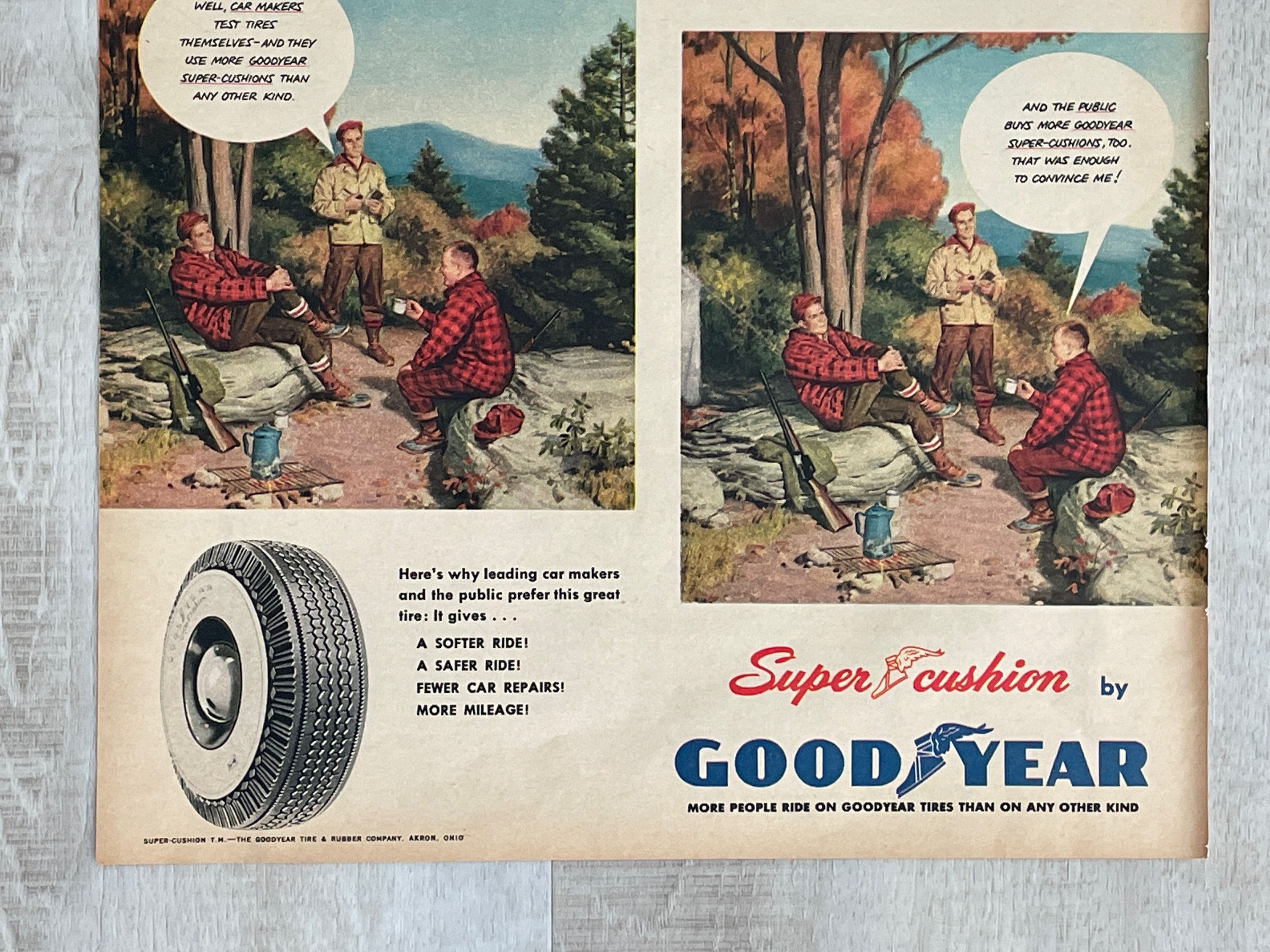 Vintage Paper Advertisement ~ 1950 Good Year ~ Guys Camping Trip