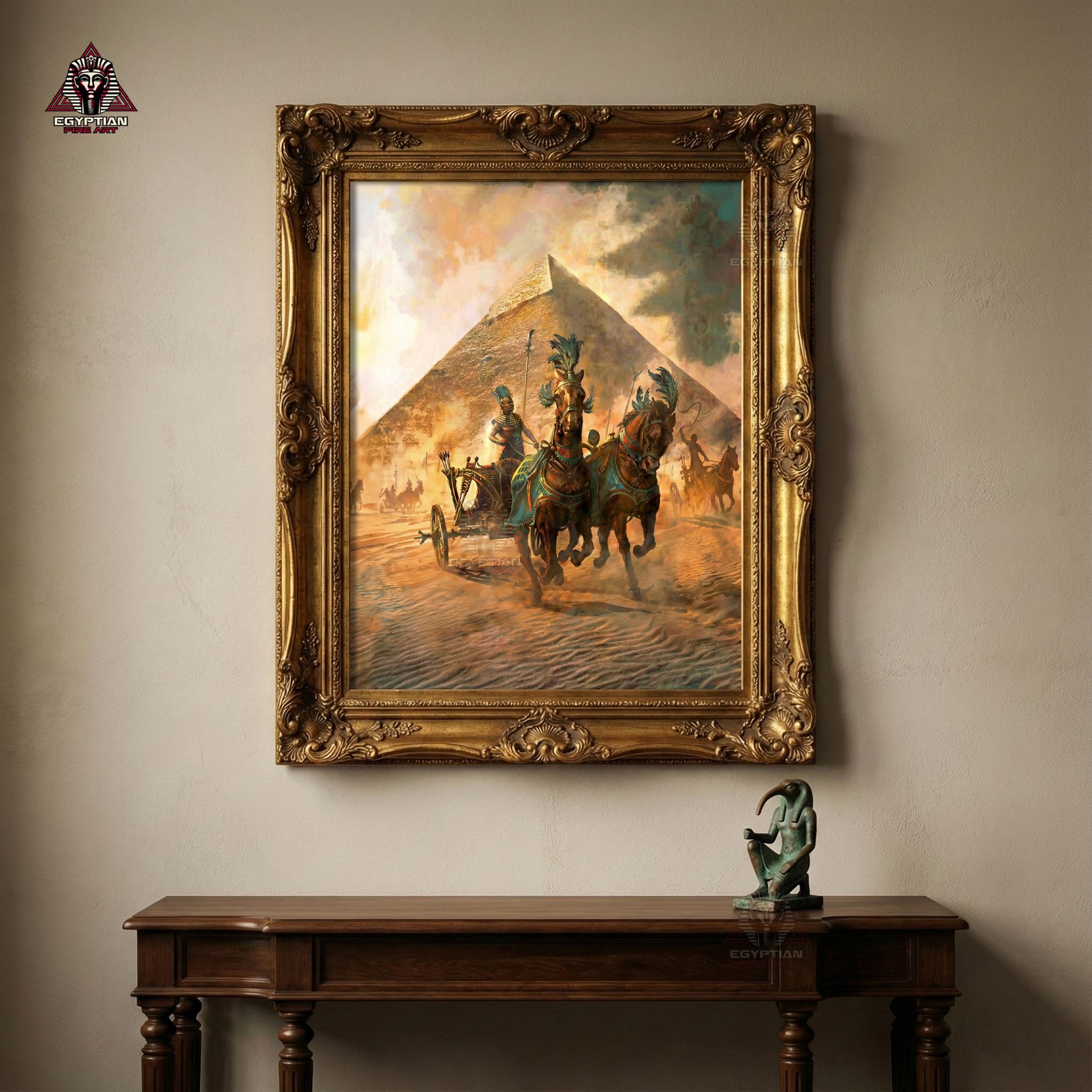 手描きのアートワーク - ギザのピラミッドにある古代エジプトの