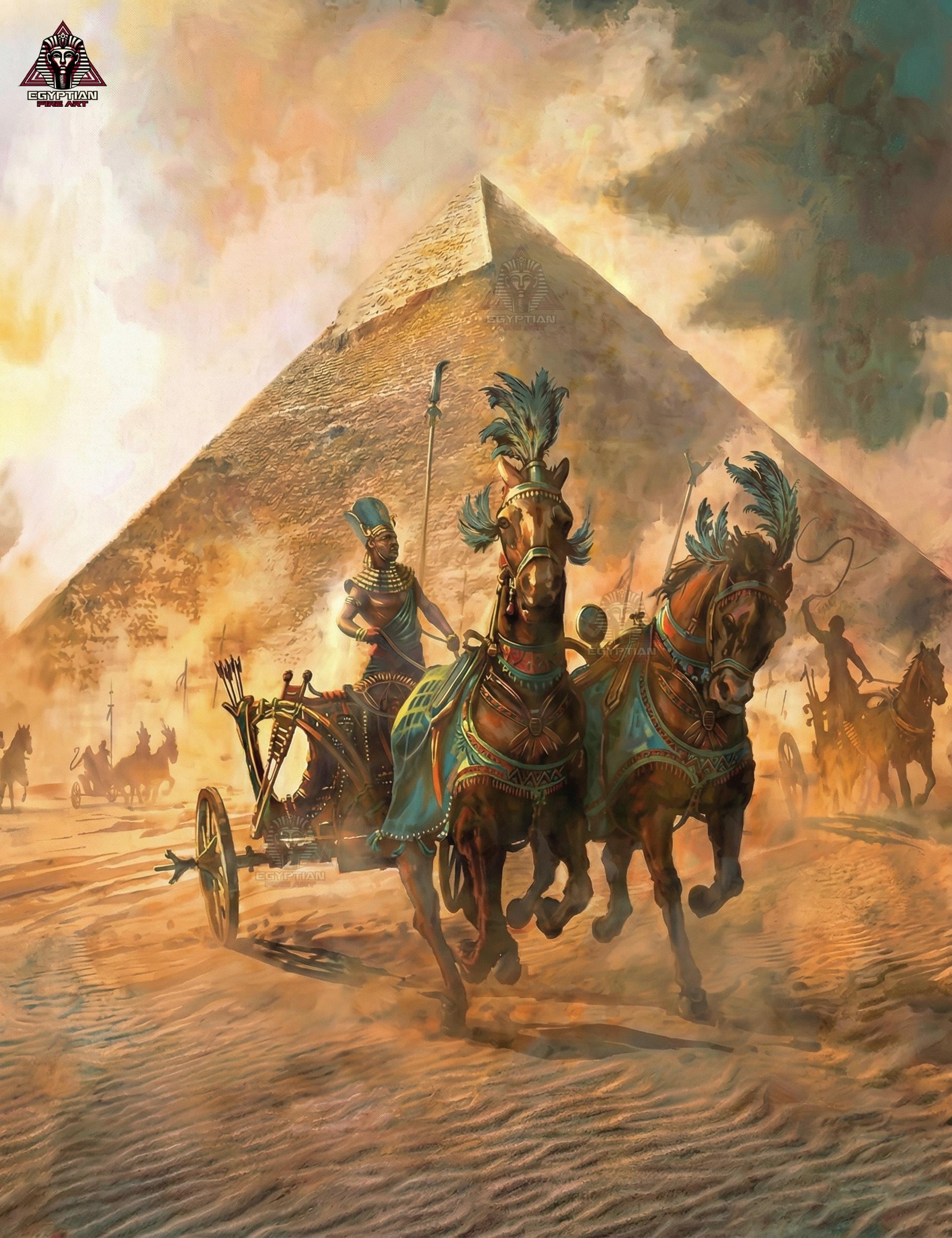 手描きのアートワーク - ギザのピラミッドにある古代エジプトの