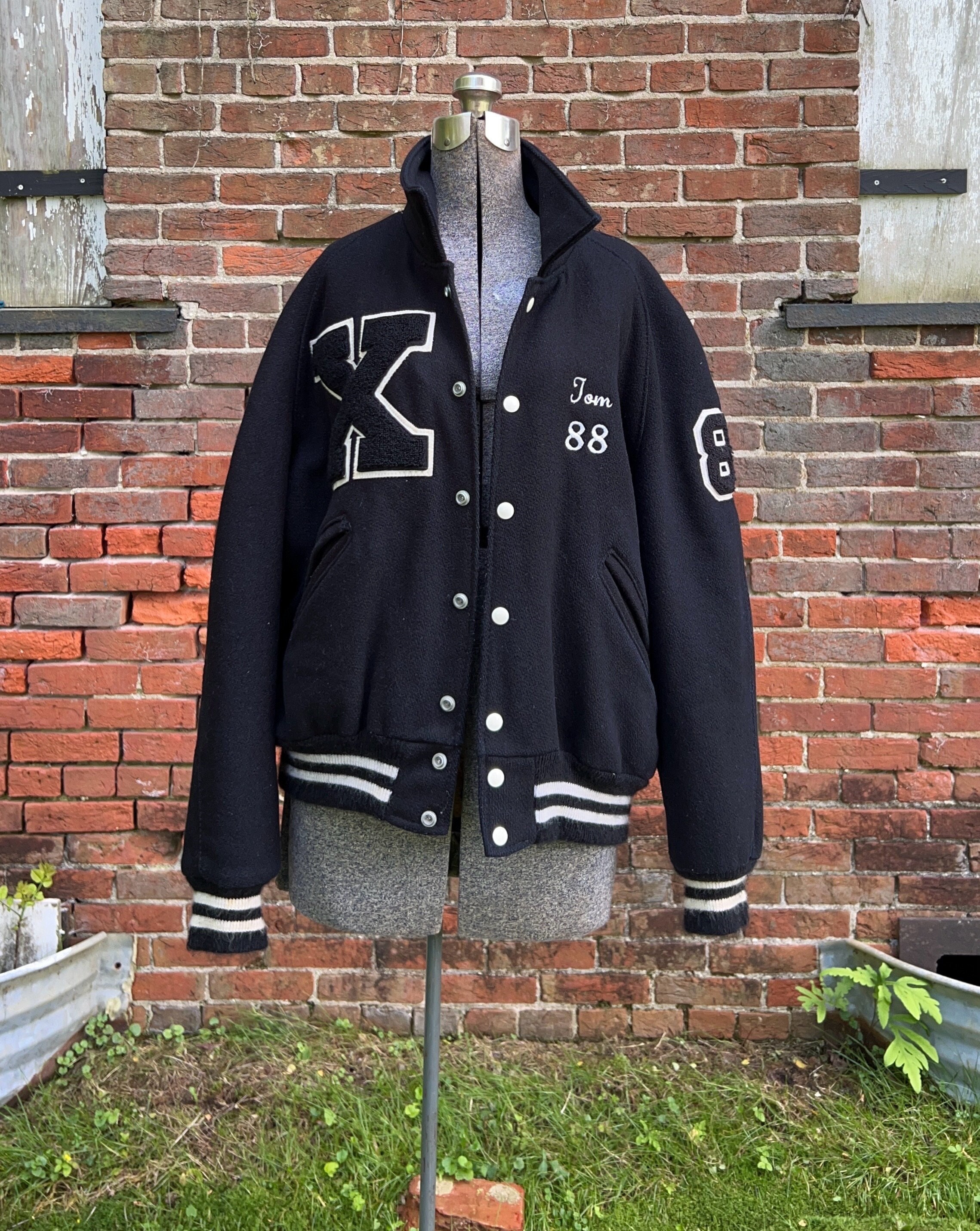 Vintage 1980s Black Wool Xavier Varsity Letter Jacket, 88 - Etsy