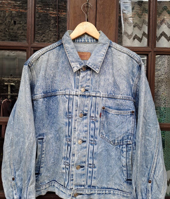 Vintage 90s LEVIS Type 1 Buckle Back Denim Jacket 70647-0217 Mens