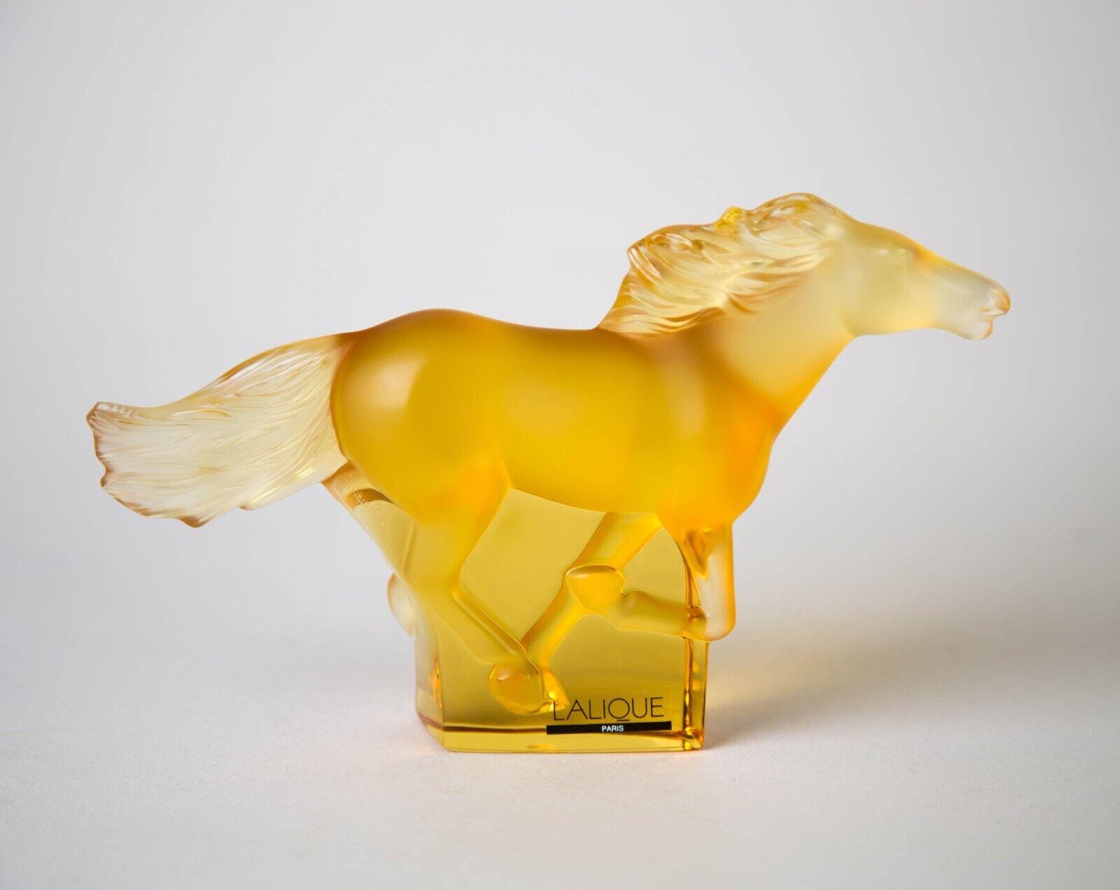 Lalique Amber Running Kazak Horse Figurine Vintage Crystal France